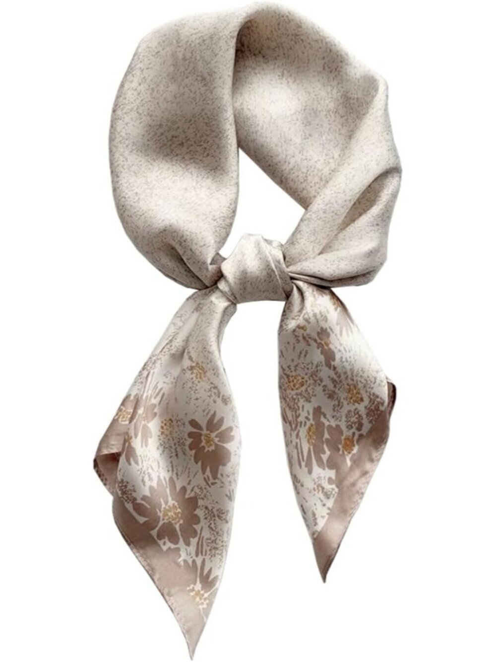 Women's Painting White Square Scarf for Hair Digital Printed Headscarf Silk